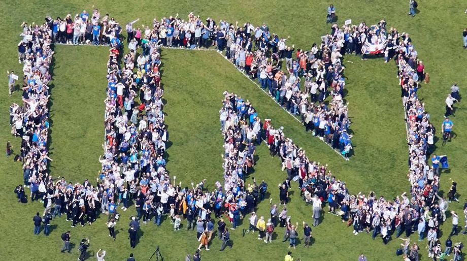 Remain Supporters Standing in Hyde Park to form the word 